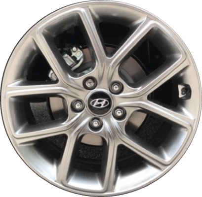 Hyundai Sonata 2018-2019 powder coat hyper silver 18x7.5 aluminum wheels or rims. Hollander part number ALY70934U, OEM part number 52910C1760, 52910C2760.