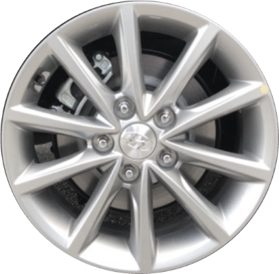 Hyundai Sonata 2018-2019 powder coat silver 16x6.5 aluminum wheels or rims. Hollander part number ALY70932U, OEM part number 52910C2530.