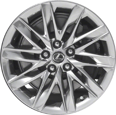 Lexus LS500 2018-2023, LS500h 2018-2023 powder coat hyper silver 19x8 aluminum wheels or rims. Hollander part number ALY74366/74327, OEM part number 4261150230, 4261150240, 4261A50230, 4261A50240.