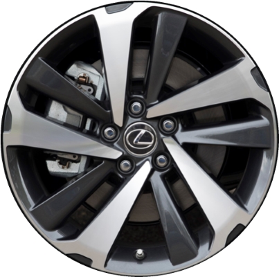Lexus NX300 2018-2021, NX300h 2018-2021 charcoal machined 18x7.5 aluminum wheels or rims. Hollander part number 74372, OEM part number 4261178110, 4261178120.