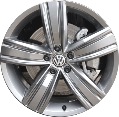 Volkswagen Tiguan 2018-2021 powder coat grey 19x7 aluminum wheels or rims. Hollander part number ALY70040, OEM part number 5NN601025CZ49.