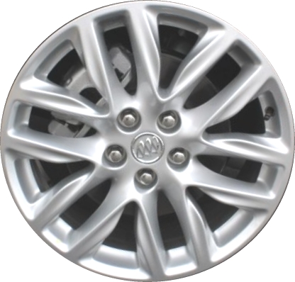 Buick Envision 2019-2020 powder coat silver 19x7.5 aluminum wheels or rims. Hollander part number ALY4152, OEM part number 23315488.