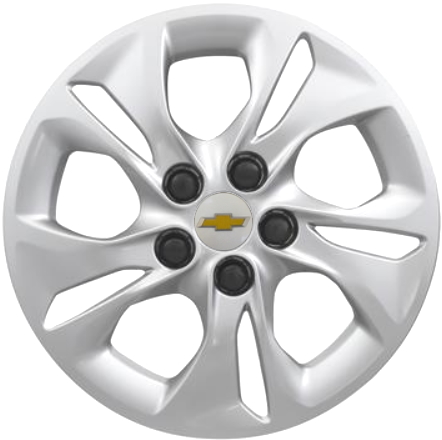Chevrolet Cruze 2019, Plastic 5 Double Spoke, Single Hubcap or Wheel Cover For 15 Inch Steel Wheels. Hollander Part Number H3951.
