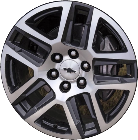 Chevrolet Colorado 2023-2024, Silverado 1500 2019-2021, Silverado 1500 LTD 2022 charcoal machined 20x9 aluminum wheels or rims. Hollander part number 5913U30, OEM part number 23376225.