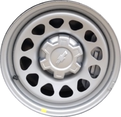 Chevrolet Colorado 2023-2024, Silverado 1500 2019-2024, Sierra 1500 2019-2024 powder coat silver 17x8 steel wheels or rims. Hollander part number STL8130, OEM part number 84440191.
