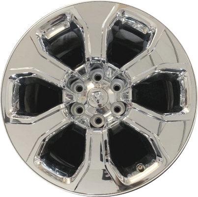 Dodge Ram 1500 2019-2025 chrome clad 20x9 aluminum wheels or rims. Hollander part number ALY2679, OEM part number 6GD77SZ0AA.