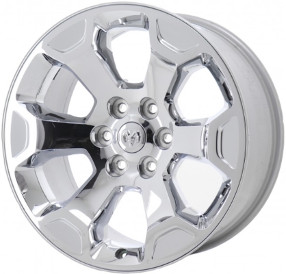 Dodge Ram 1500 2019-2025 chrome clad 20x9 aluminum wheels or rims. Hollander part number ALY2680HH, OEM part number 5YD56SZ0AA.