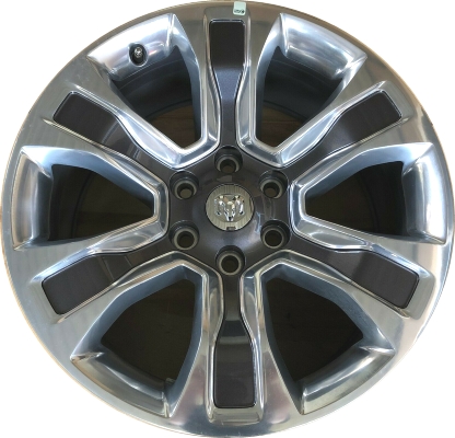 Dodge Ram 1500 2019-2024 charcoal or bronze polished 20x9 aluminum wheels or rims. Hollander part number ALY2678U/2682, OEM part number 5YD591AUAA, 5YD591UWAA.