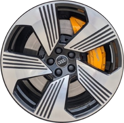 Audi e-tron 2019-2023 black machined 21x9.5 aluminum wheels or rims. Hollander part number ALY59116, OEM part number 4KE601025AC.