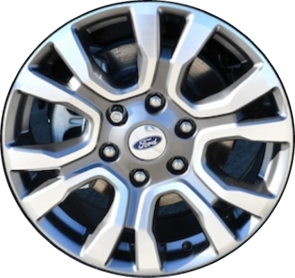 Ford Ranger 2019-2023 grey machined 18x8 aluminum wheels or rims. Hollander part number ALY10232U35, OEM part number KB3Z1007E.