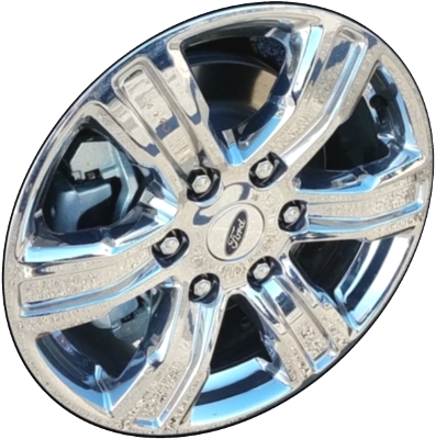 Ford Ranger 2019-2023 chrome 17x8 aluminum wheels or rims. Hollander part number ALY10228U85, OEM part number KB3Z1007F.