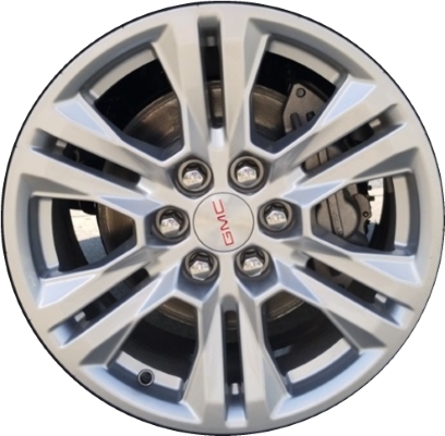 GMC Canyon 2019-2020 powder coat silver 17x8 aluminum wheels or rims. Hollander part number ALY5871, OEM part number 84098438.
