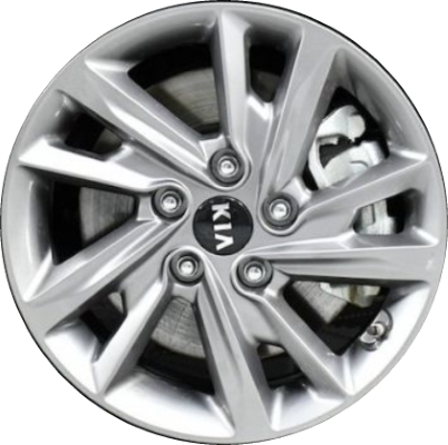 KIA Optima 2019-2020 powder coat light grey 16x6.5 aluminum wheels or rims. Hollander part number ALY74786, OEM part number 52910D5750.