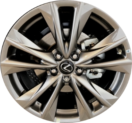Lexus ES250 2021, ES350 2019-2021 powder coat smoked hyper 19x8 aluminum wheels or rims. Hollander part number 74377U79, OEM part number 4261106190, 4261106200, 4261133220.