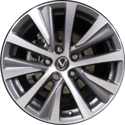 Lexus ES250 2021, ES300h 2019-2021, ES350 2019-2021 grey machined 17x7.5 aluminum wheels or rims. Hollander part number 74374, OEM part number 4261106A90, 4261106B00, 4261133D60, 4261133D70.