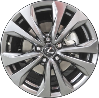 Lexus UX200 2019-2022, UX250h 2019-2024, UX300h 2025 powder coat smoked hyper 18x7 aluminum wheels or rims. Hollander part number 74387, OEM part number 4261176140, 4261176150.