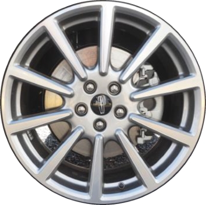 Lincoln MKC 2019 silver machined 19x8 aluminum wheels or rims. Hollander part number ALY10211, OEM part number KS7Z1007C.