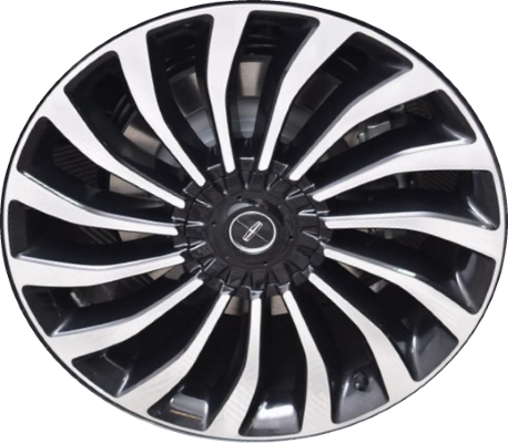 Lincoln Nautilus 2019-2023 black machined 21x9 aluminum wheels or rims. Hollander part number ALY10219, OEM part number KA1Z1007F.