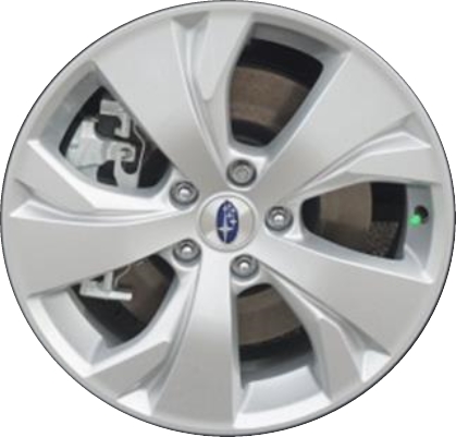 Subaru Ascent 2019-2024 powder coat silver 18x7.5 aluminum wheels or rims. Hollander part number ALY68871U20, OEM part number 28111XC00A.