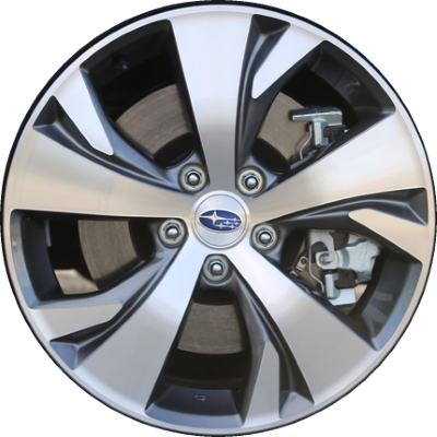 Subaru Ascent 2019-2024 charcoal machined 18x7.5 aluminum wheels or rims. Hollander part number ALY68871U30, OEM part number 28111XC01A.