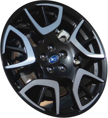 Subaru Crosstrek 2019-2023 charcoal machined 18x7 aluminum wheels or rims. Hollander part number ALY68874, OEM part number 28111FL210.