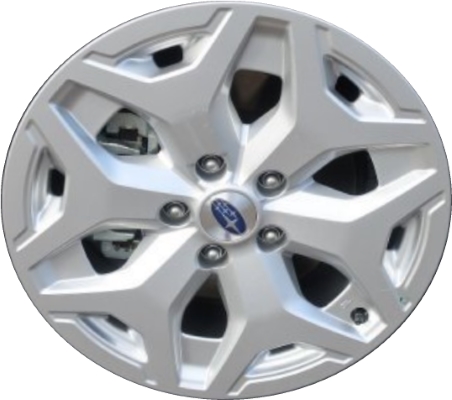 Subaru Forester 2019-2024 powder coat silver 17x7 aluminum wheels or rims. Hollander part number ALY68866U20, OEM part number 28111SJ010.