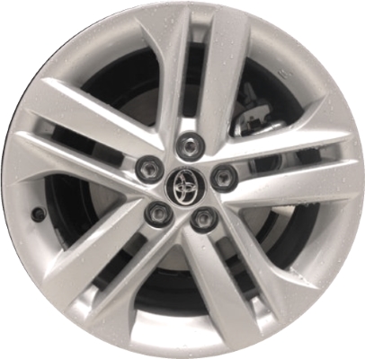 Toyota Corolla 2019-2022 powder coat silver 16x7 aluminum wheels or rims. Hollander part number ALY75235, OEM part number 4.26E+06.