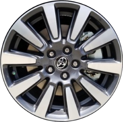 Toyota Sienna 2018-2020 charcoal machined 18x7 aluminum wheels or rims. Hollander part number ALY69583U30HH, OEM part number 4261108060.