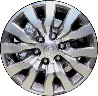Toyota Tacoma 2020-2023 charcoal polished 18x7.5 aluminum wheels or rims. Hollander part number ALY75260U90, OEM part number 4260D04020, 4260D04021.