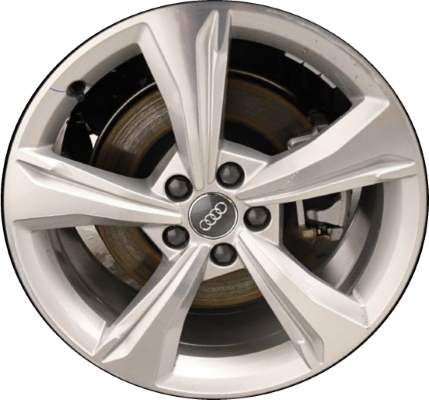 Audi Q5 2020-2021 silver machined 19x8 aluminum wheels or rims. Hollander part number ALY59097, OEM part number 80A601025E.