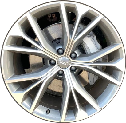 Audi Q8 2020-2023 grey machined 21x10 aluminum wheels or rims. Hollander part number ALY59102, OEM part number 4M8601025S.