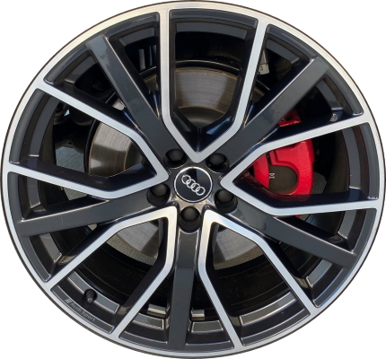 Audi S7 2020-2023 black machined 21x8.5 aluminum wheels or rims. Hollander part number ALY12010, OEM part number 4K8601025Q.