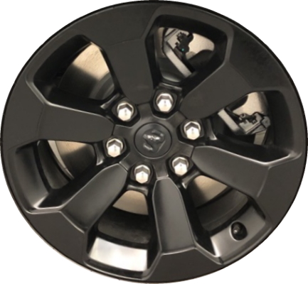Dodge Ram 1500 2020-2024 powder coat black 18x8 aluminum wheels or rims. Hollander part number ALY2671U45/2721, OEM part number 5YD44VXWAA.