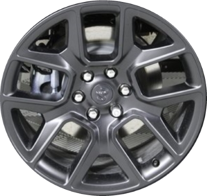 Dodge Ram 1500 2020-2024 powder coat black 22x9 aluminum wheels or rims. Hollander part number ALY2684U45/2725, OEM part number 5YD61VCRAB.