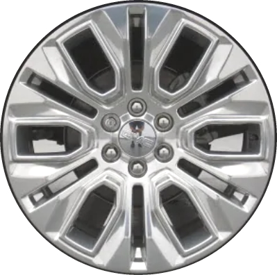 GMC Sierra 1500 2020-2024 polished 22x9 aluminum wheels or rims. Hollander part number ALY5943, OEM part number 84630785.