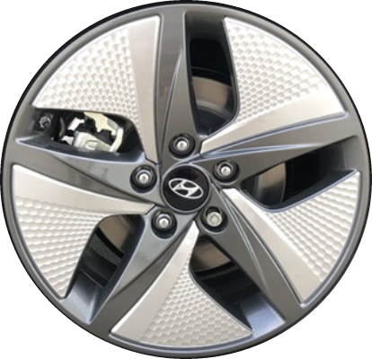 Hyundai Ioniq 2020-2022 powder coat charcoal 17x7 aluminum wheels or rims. Hollander part number ALY70975, OEM part number 52905-G2600.