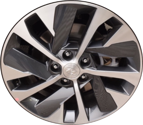 Hyundai Palisade 2020-2022 charcoal machined 18x7.5 aluminum wheels or rims. Hollander part number ALY70976, OEM part number 52910S8100.