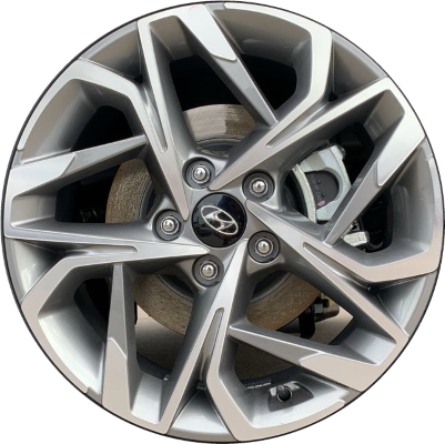 Hyundai Sonata 2020-2023 grey machined 17x7 aluminum wheels or rims. Hollander part number ALY70984, OEM part number 52910L0210.
