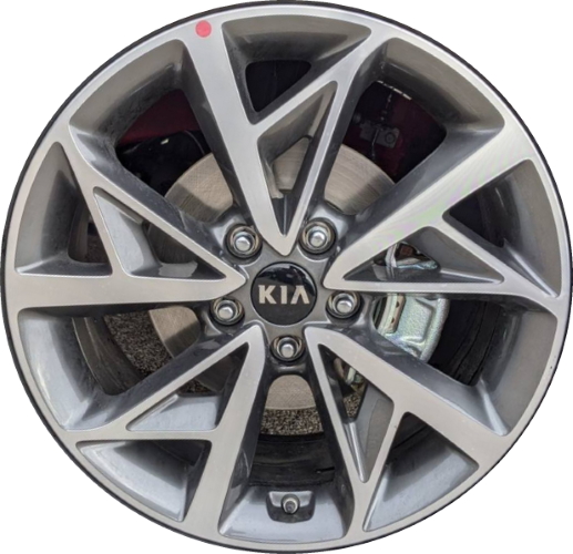 KIA Niro 2020-2022 grey machined 18x7.5 aluminum wheels or rims. Hollander part number ALY70638/96727, OEM part number 52910-G5600.