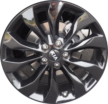 KIA Sorento 2019-2020 powder coat black 19x7.5 aluminum wheels or rims. Hollander part number ALY74810, OEM part number 52910C6730.