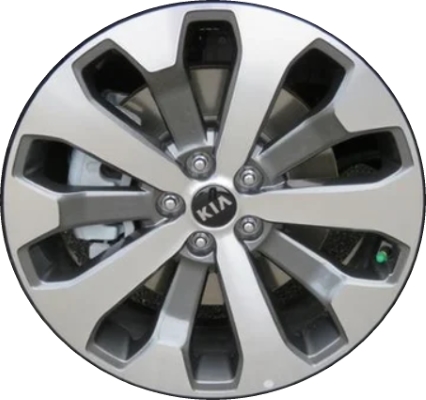 KIA Telluride 2020-2022 grey machined 20x7.5 aluminum wheels or rims. Hollander part number ALY74803, OEM part number 52910S9310, 52910S9510.
