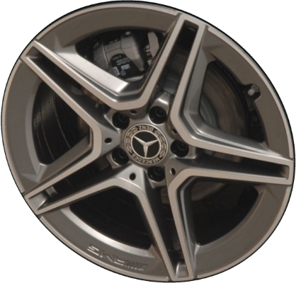 Mercedes-Benz A220 2019-2022, A250 2019-2022, CLA250 2020-2023 grey machined 18x7.5 aluminum wheels or rims. Hollander part number 85723U35, OEM part number 17740115007X44.