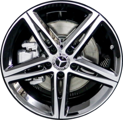 Mercedes-Benz A220 2019-2022, A250 2019-2022 black machined 18x7.5 aluminum wheels or rims. Hollander part number 85725, OEM part number 17740107007X23.