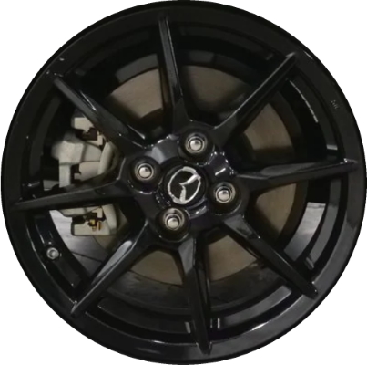 Mazda MX-5 Miata 2019-2023 powder coat black 16x6.5 aluminum wheels or rims. Hollander part number ALY64965U45, OEM part number 9965L26560.