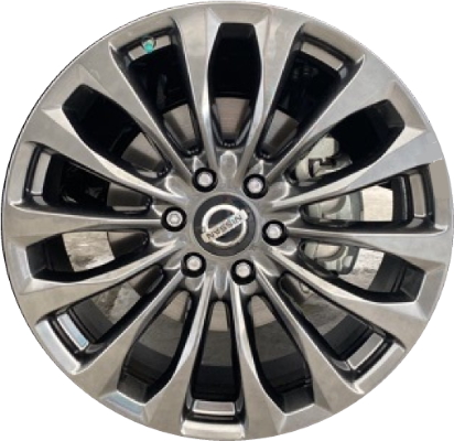 Nissan Armada 2020-2024 powder coat smoked hyper 22x8 aluminum wheels or rims. Hollander part number ALY62799, OEM part number D0C006JG0A.