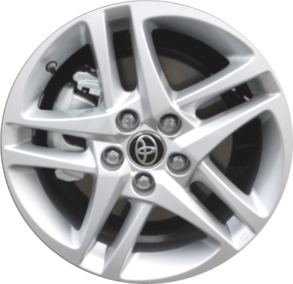 Toyota C-HR 2020-2021 powder coat silver 17x6.5 aluminum wheels or rims. Hollander part number ALY75248/96850, OEM part number 42611-10400, 42611-10410.