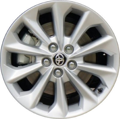 Toyota Corolla 2020-2022 powder coat silver 16x7 aluminum wheels or rims. Hollander part number 75252, OEM part number 42611-02Q60, 42611-12D50, 42611-02Q61.