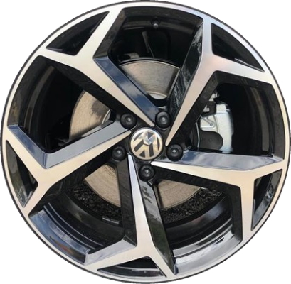 Volkswagen Passat 2020-2022 black machined 19x8 aluminum wheels or rims. Hollander part number ALY70070, OEM part number 561601025ABFZZ.