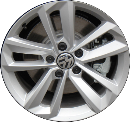 Volkswagen Passat 2020-2021 powder coat silver 17x7 aluminum wheels or rims. Hollander part number ALY70068, OEM part number 561601025AA8Z8.