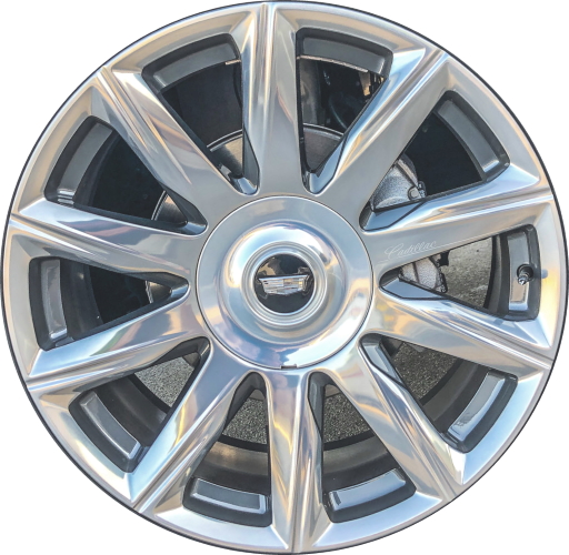 Cadillac Escalade 2021-2024 charcoal polished 22x9 aluminum wheels or rims. Hollander part number 4874, OEM part number 84714163.